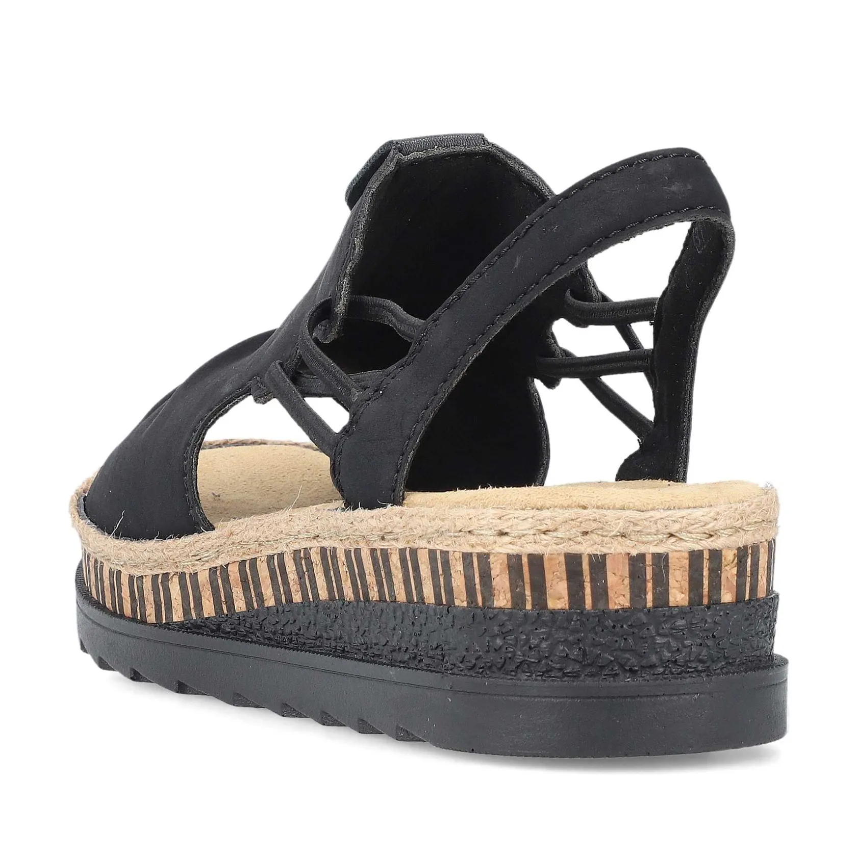 Rieker Summer Shoes-Women'S Wedge Sandals Midnight Black