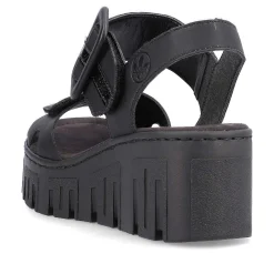 Rieker Heeled Shoes-Women'S Wedge Sandals Jet Black