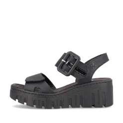 Rieker Heeled Shoes-Women'S Wedge Sandals Jet Black