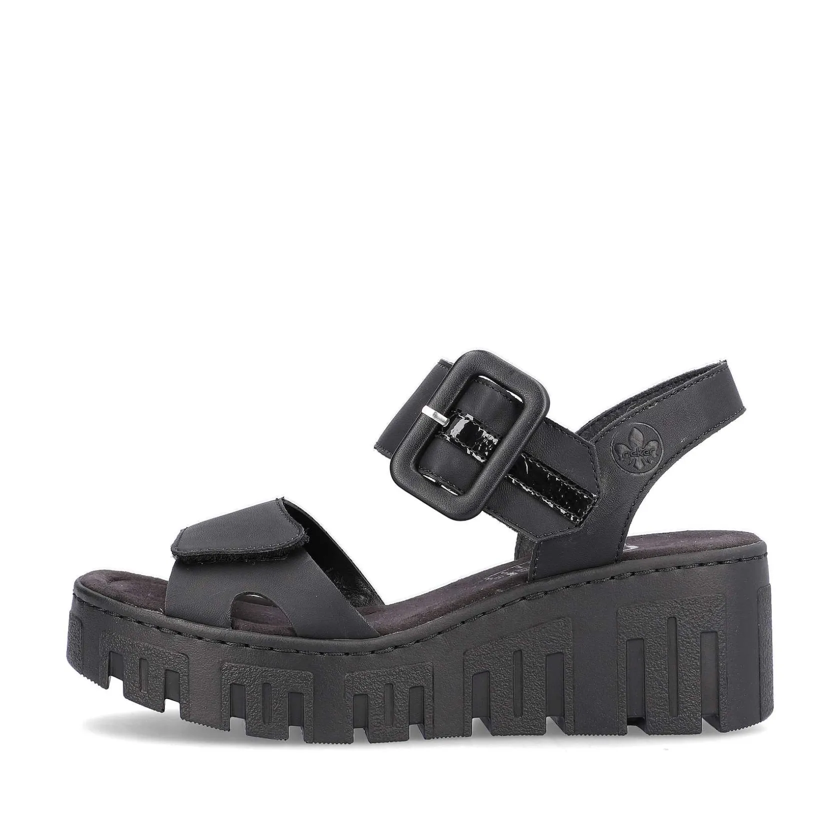Rieker Heeled Shoes-Women'S Wedge Sandals Jet Black