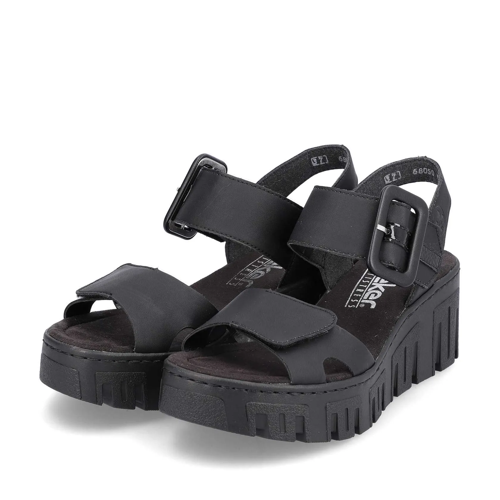 Rieker Heeled Shoes-Women'S Wedge Sandals Jet Black