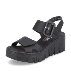 Rieker Heeled Shoes-Women'S Wedge Sandals Jet Black