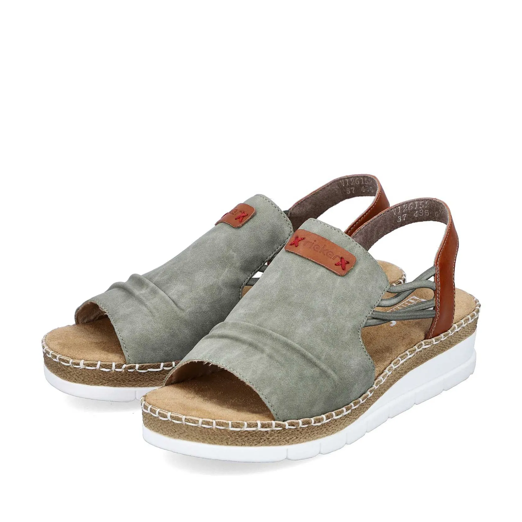 Rieker Summer Shoes-Women'S Wedge Sandals Khaki Green