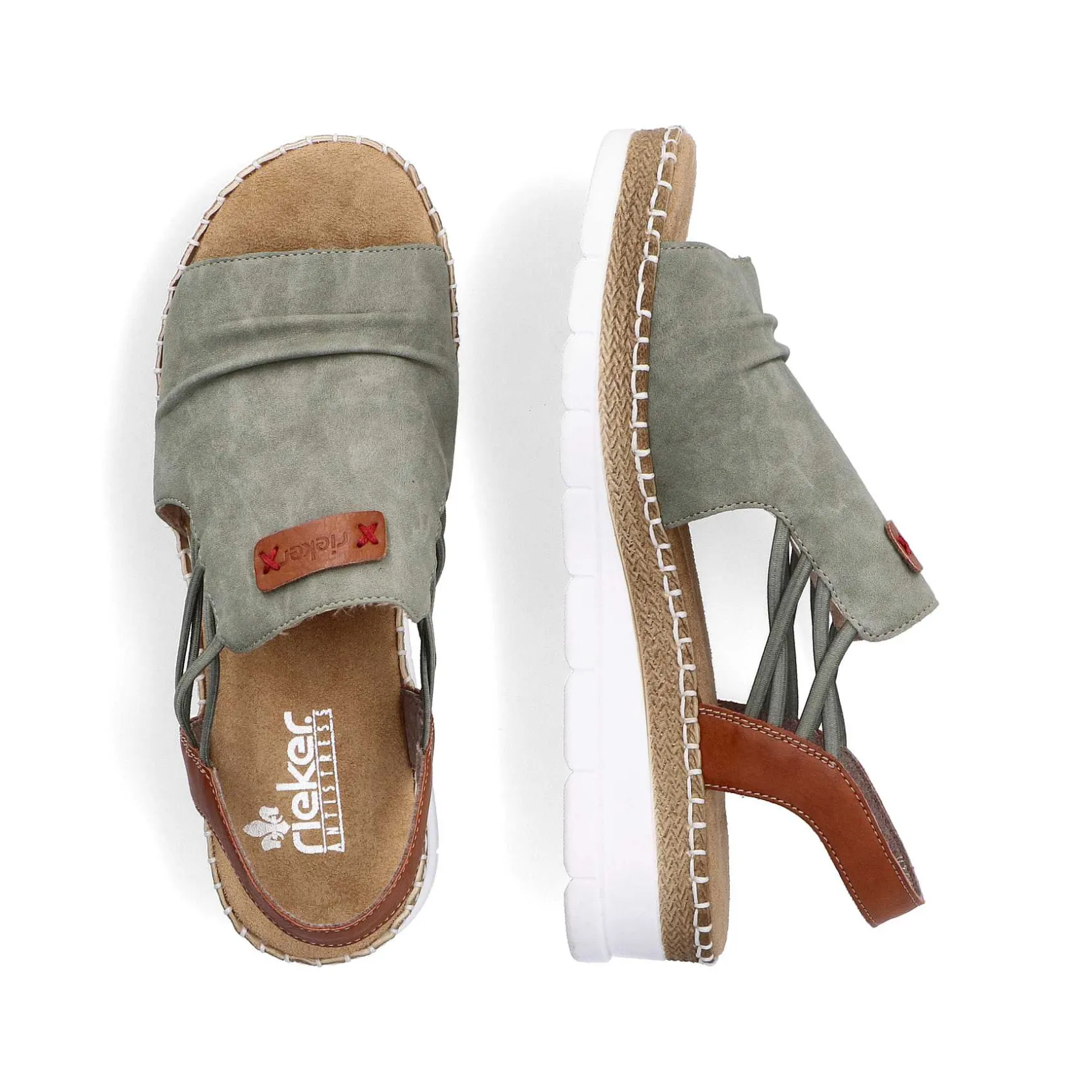 Rieker Summer Shoes-Women'S Wedge Sandals Khaki Green