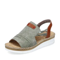 Rieker Summer Shoes-Women'S Wedge Sandals Khaki Green