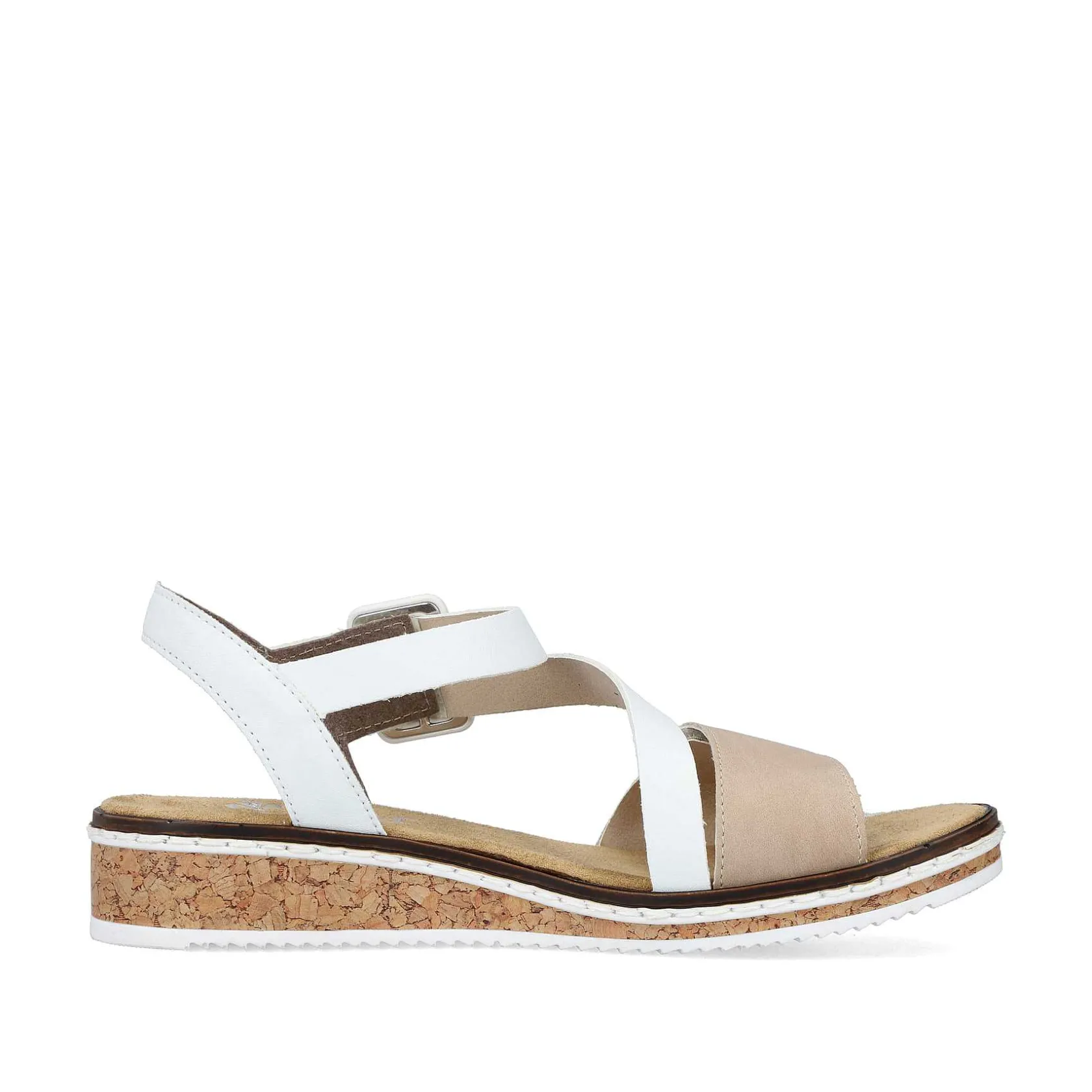 Rieker Summer Shoes-Women'S Wedge Sandals Edelweis Champagne Beige