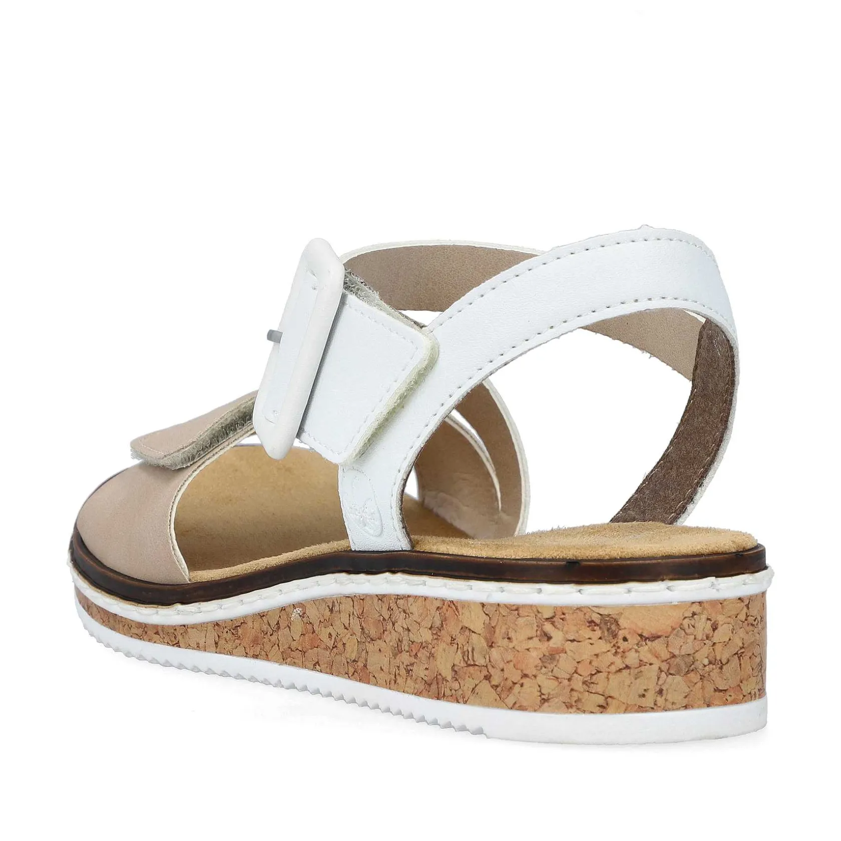 Rieker Summer Shoes-Women'S Wedge Sandals Edelweis Champagne Beige