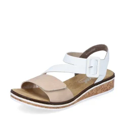 Rieker Summer Shoes-Women'S Wedge Sandals Edelweis Champagne Beige