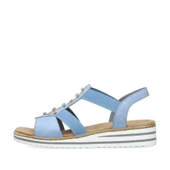Rieker Heeled Shoes-Women'S Wedge Sandals Sky Blue-Light Beige