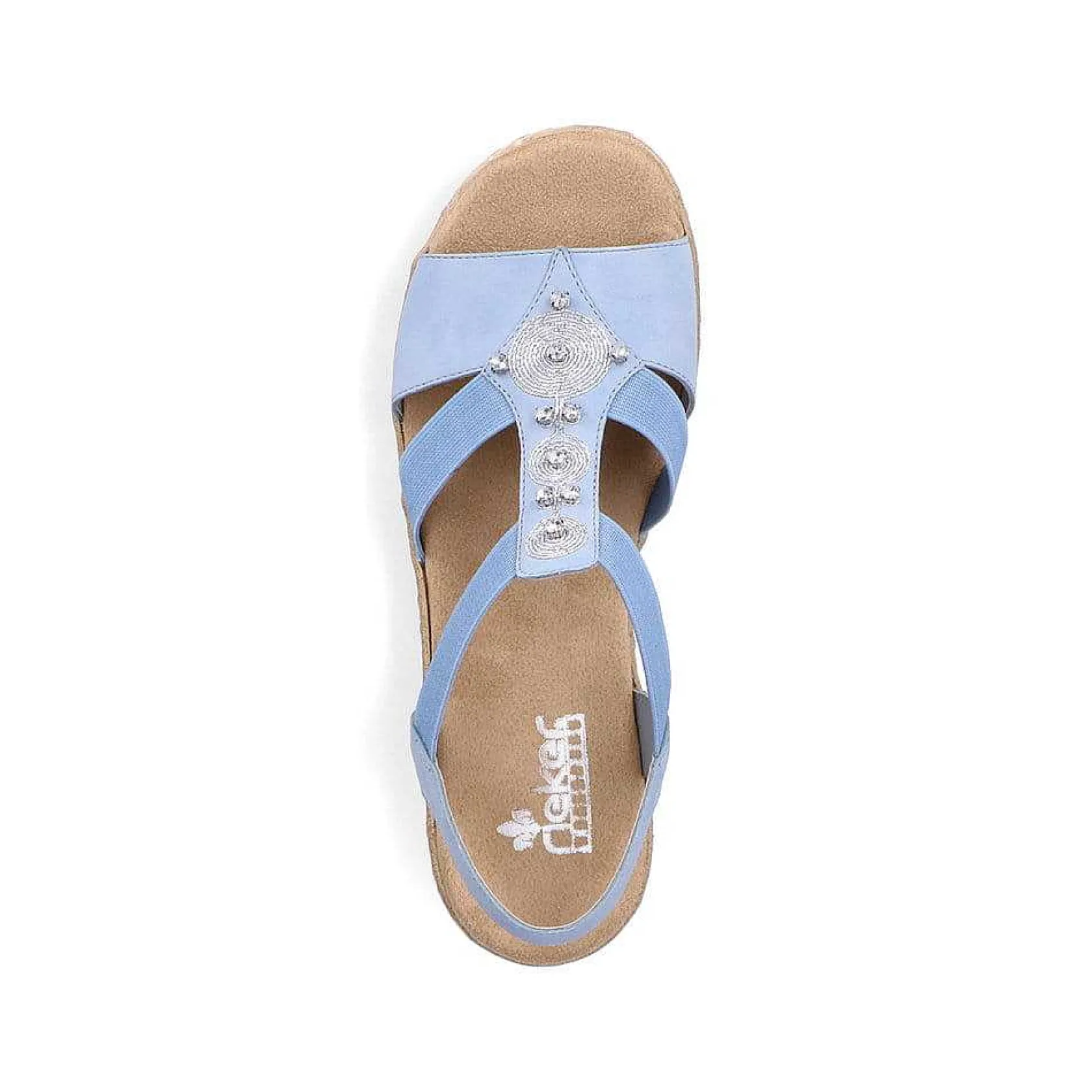 Rieker Heeled Shoes-Women'S Wedge Sandals Sky Blue-Light Beige