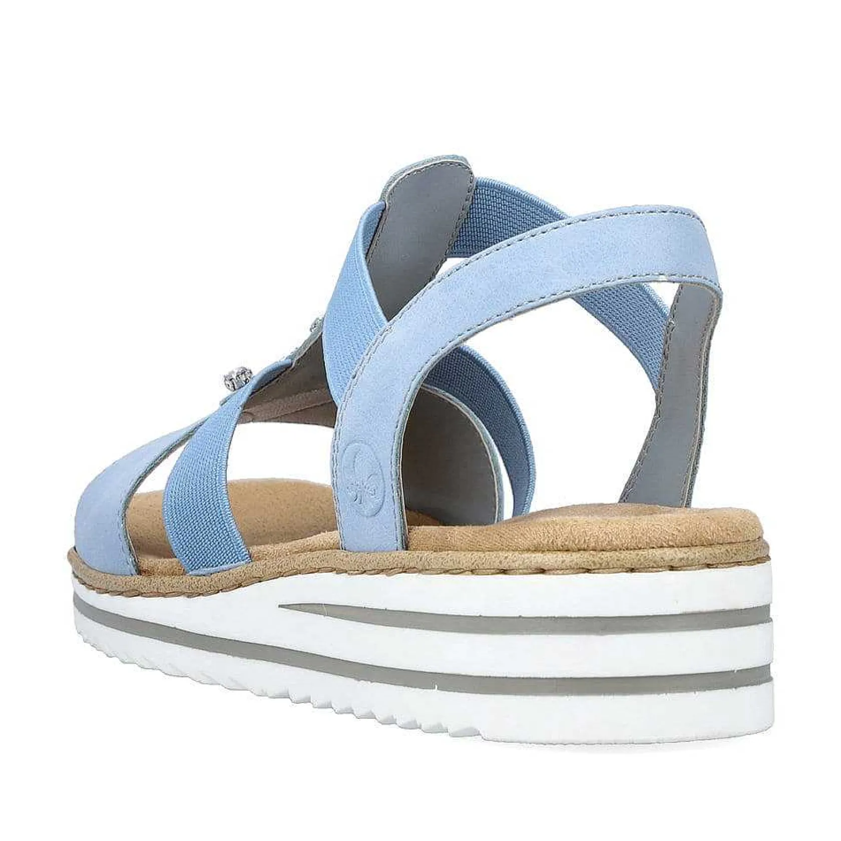 Rieker Heeled Shoes-Women'S Wedge Sandals Sky Blue-Light Beige