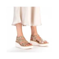 Rieker Heeled Shoes-Women'S Wedge Sandals Multi-Bronze Metallic