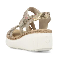 Rieker Heeled Shoes-Women'S Wedge Sandals Multi-Bronze Metallic