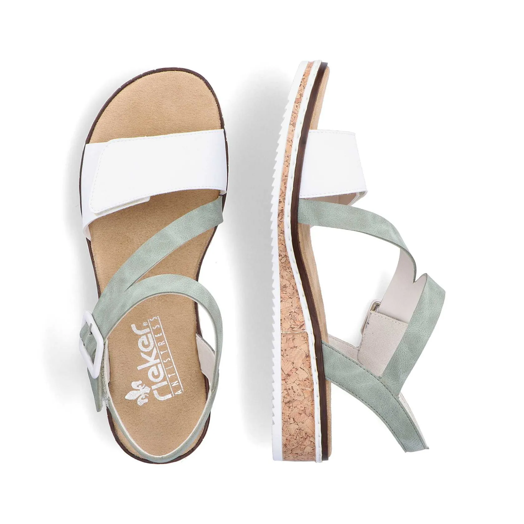 Rieker Heeled Shoes-Women'S Wedge Sandals Mint Green-Pearl White
