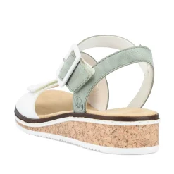 Rieker Heeled Shoes-Women'S Wedge Sandals Mint Green-Pearl White