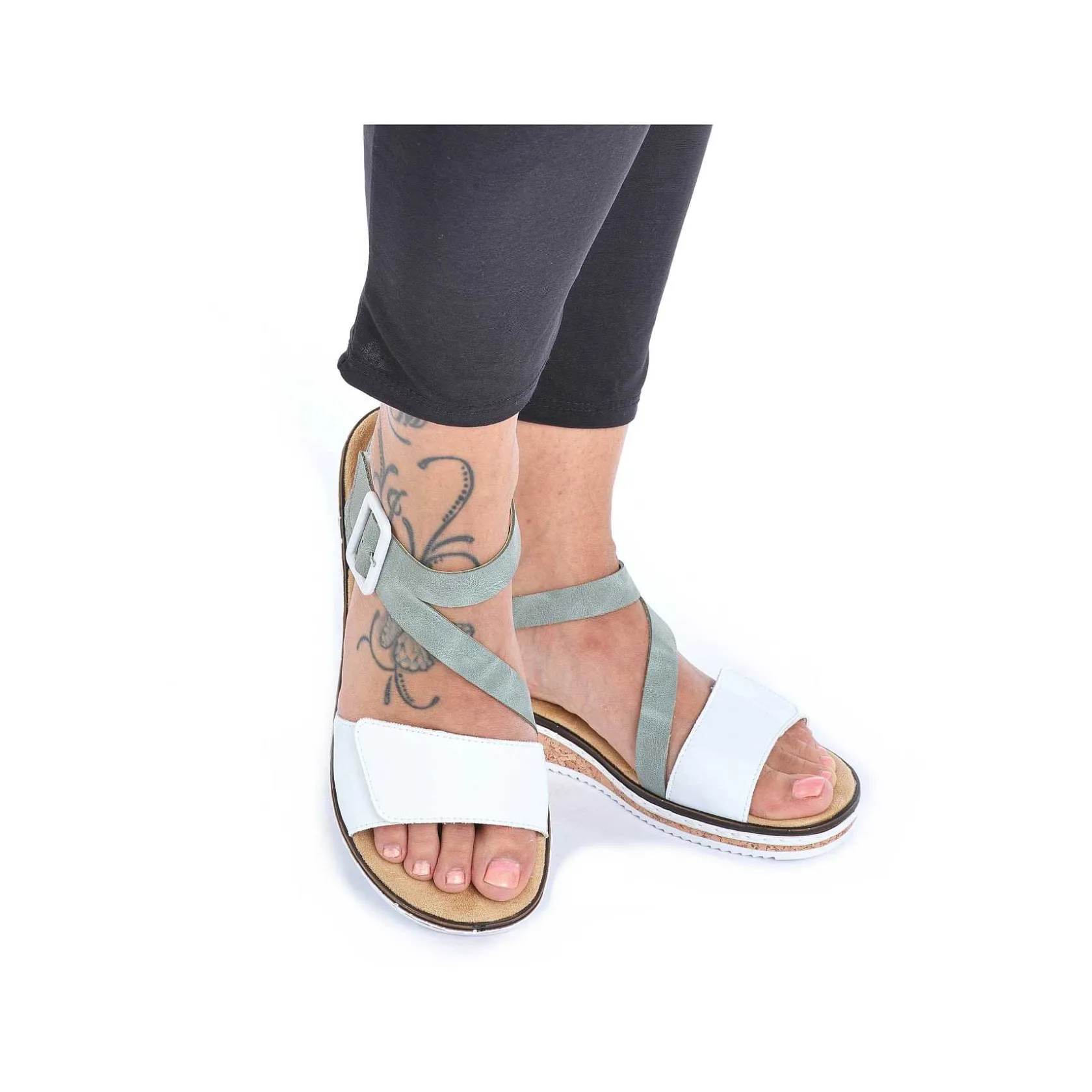 Rieker Heeled Shoes-Women'S Wedge Sandals Mint Green-Pearl White