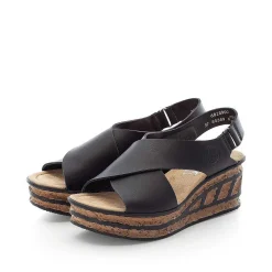 Rieker Heeled Shoes-Women'S Wedge Sandals Jet Black