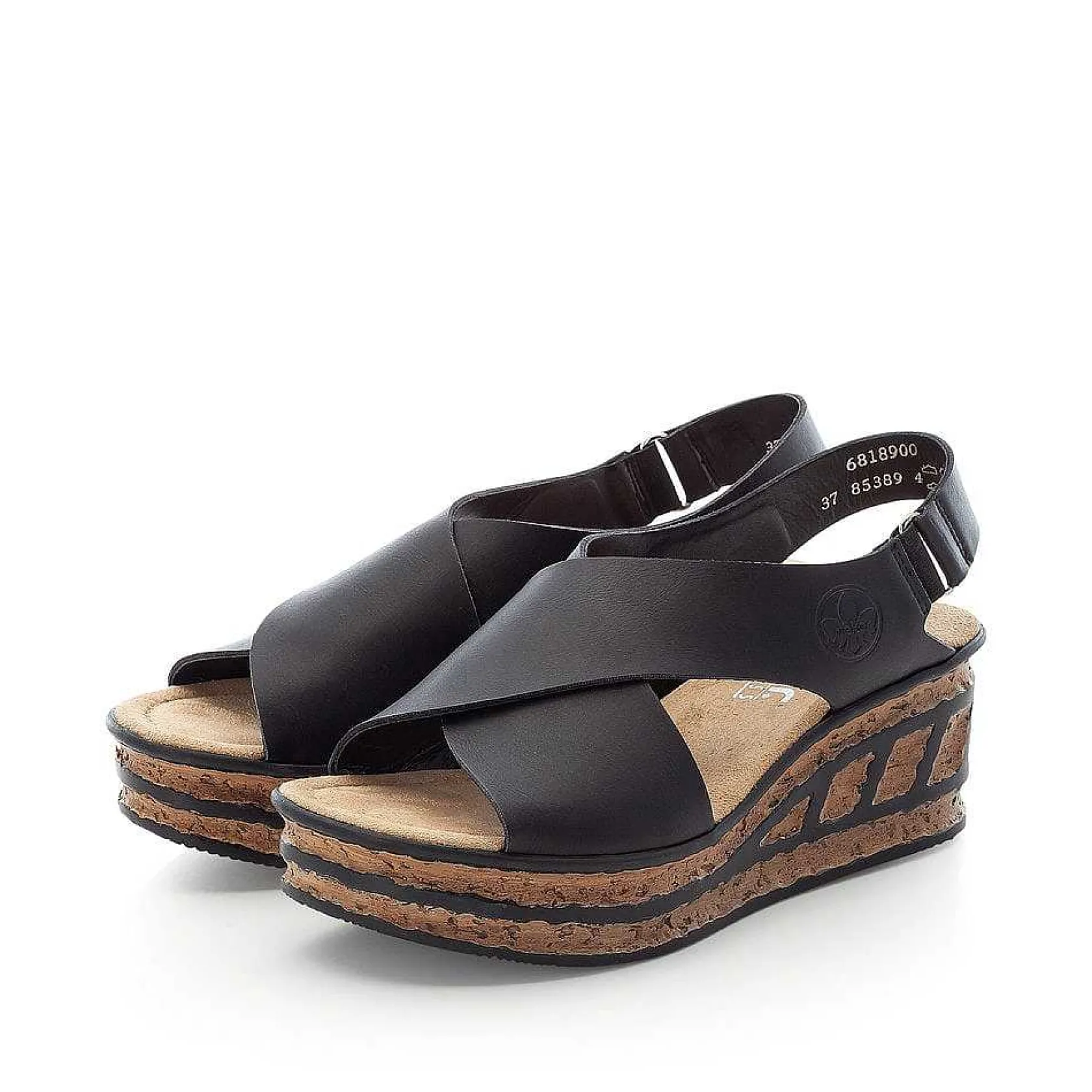 Rieker Heeled Shoes-Women'S Wedge Sandals Jet Black