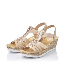 Rieker Heeled Shoes-Women'S Wedge Sandals Old Pink