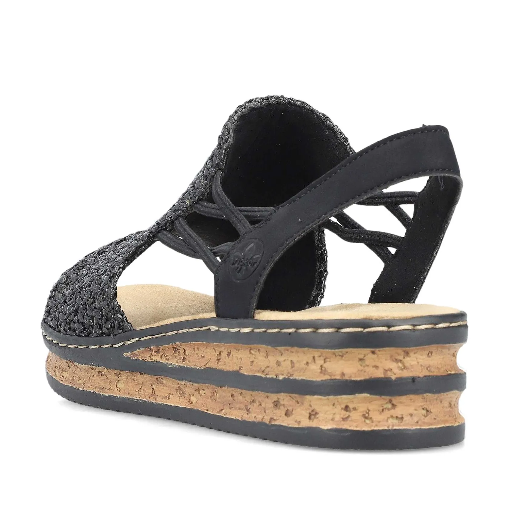 Rieker Heeled Shoes-Women'S Wedge Sandals Asphalt Black