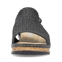 Rieker Heeled Shoes-Women'S Wedge Sandals Asphalt Black