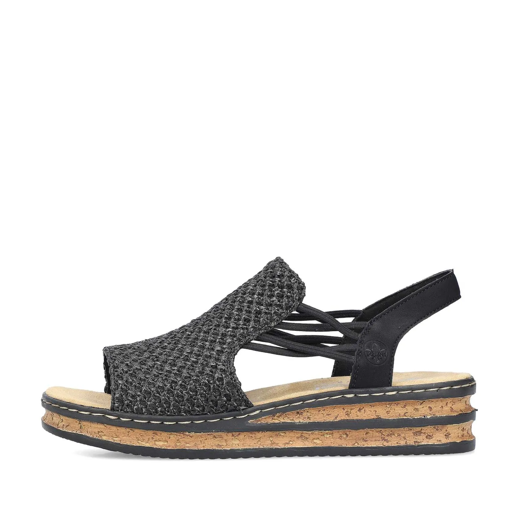 Rieker Heeled Shoes-Women'S Wedge Sandals Asphalt Black
