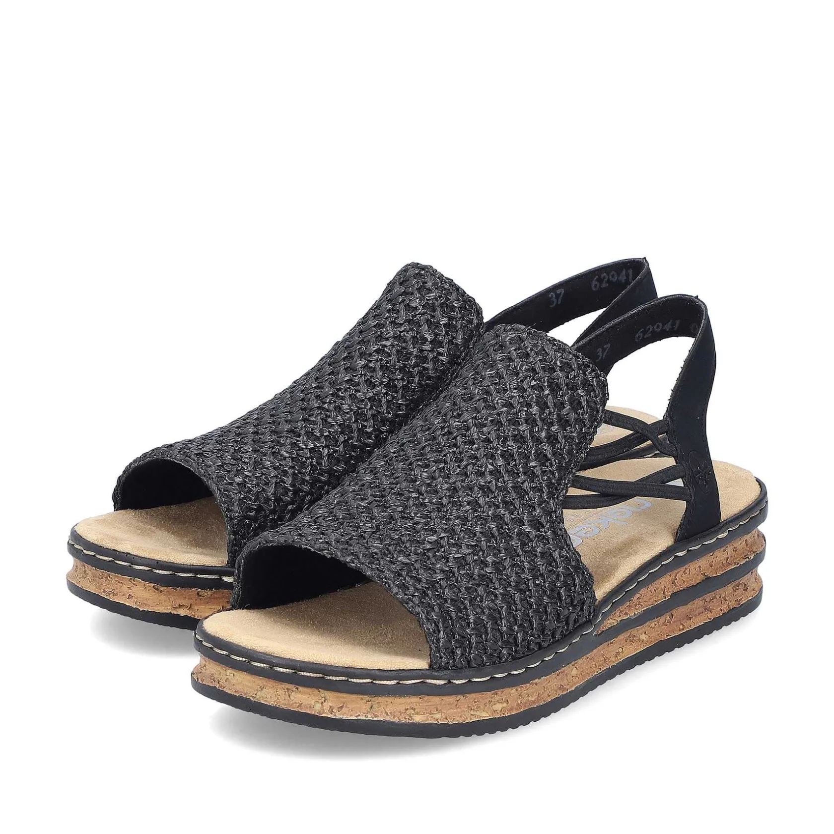 Rieker Heeled Shoes-Women'S Wedge Sandals Asphalt Black