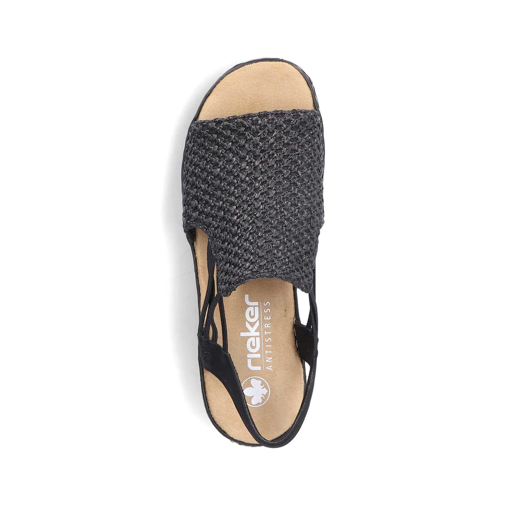 Rieker Heeled Shoes-Women'S Wedge Sandals Asphalt Black