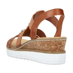 Rieker Heeled Shoes-Women'S Wedge Sandals Caramel Brown-Pure White