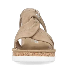 Rieker Heeled Shoes-Women'S Wedge Sandals Brown-Beige