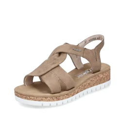 Rieker Heeled Shoes-Women'S Wedge Sandals Brown-Beige