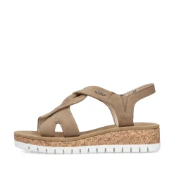 Rieker Heeled Shoes-Women'S Wedge Sandals Brown-Beige