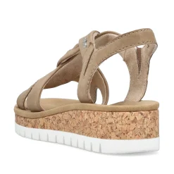 Rieker Heeled Shoes-Women'S Wedge Sandals Brown-Beige