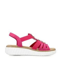 Rieker Heeled Shoes-Women'S Wedge Sandals Pink
