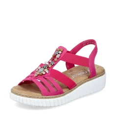 Rieker Heeled Shoes-Women'S Wedge Sandals Pink