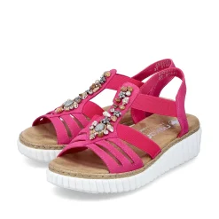Rieker Heeled Shoes-Women'S Wedge Sandals Pink