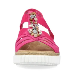 Rieker Heeled Shoes-Women'S Wedge Sandals Pink
