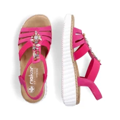Rieker Heeled Shoes-Women'S Wedge Sandals Pink