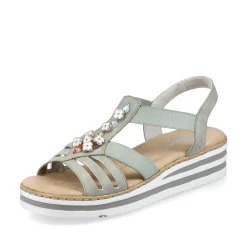 Rieker Summer Shoes-Women'S Wedge Sandals Mint Green