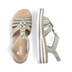 Rieker Summer Shoes-Women'S Wedge Sandals Mint Green