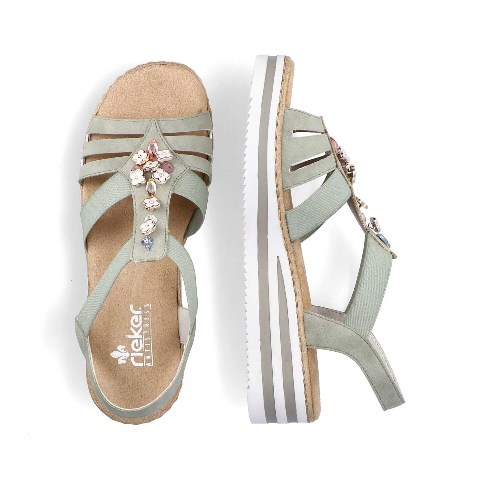 Rieker Summer Shoes-Women'S Wedge Sandals Mint Green