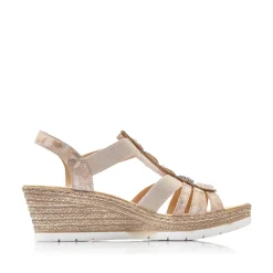 Rieker Heeled Shoes-Women'S Wedge Sandals Old Pink