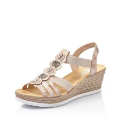 Rieker Heeled Shoes-Women'S Wedge Sandals Old Pink