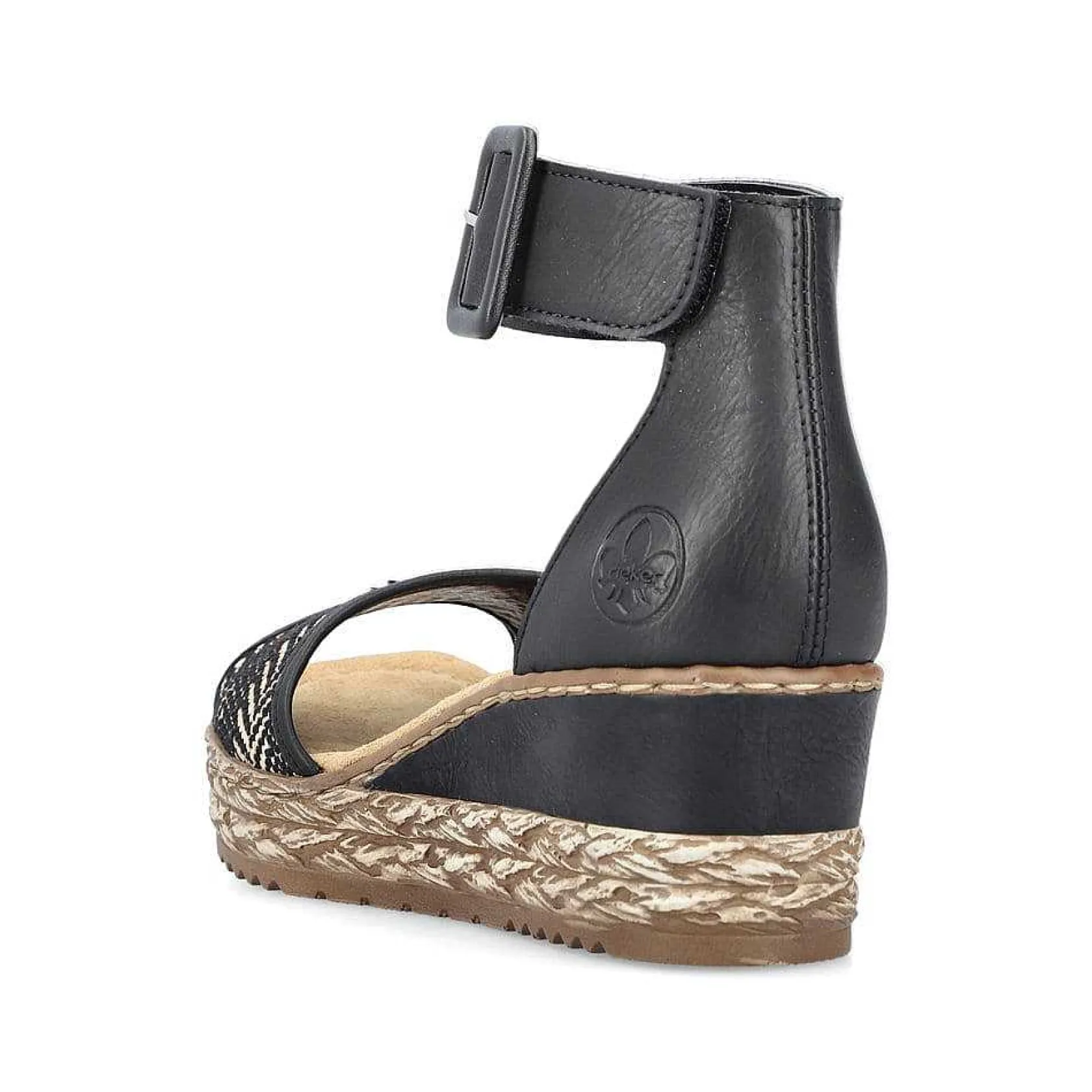 Rieker Heeled Shoes-Women'S Wedge Sandals Night Black
