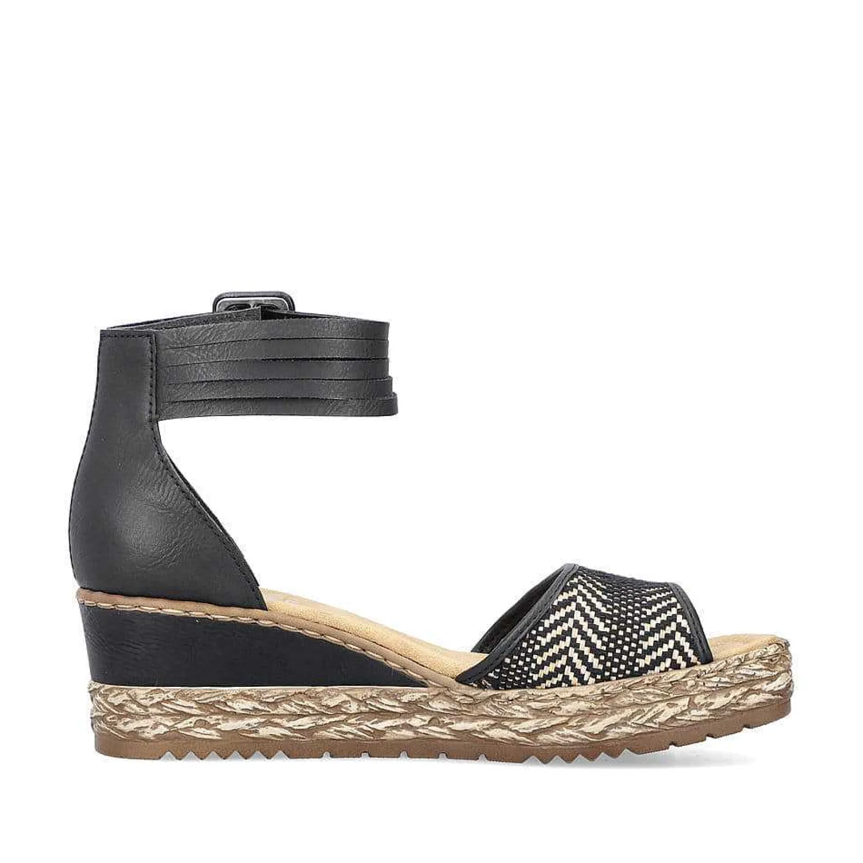 Rieker Heeled Shoes-Women'S Wedge Sandals Night Black