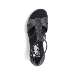 Rieker Heeled Shoes-Women'S Wedge Sandals Asphalt Black