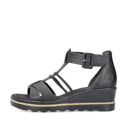 Rieker Heeled Shoes-Women'S Wedge Sandals Asphalt Black