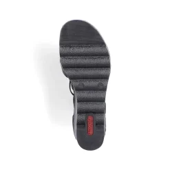 Rieker Heeled Shoes-Women'S Wedge Sandals Asphalt Black
