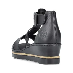 Rieker Heeled Shoes-Women'S Wedge Sandals Asphalt Black