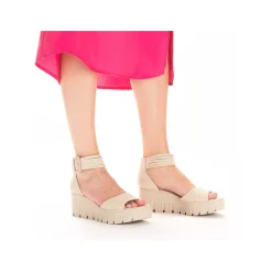Rieker Summer Shoes-Women'S Wedge Sandals Sand Beige
